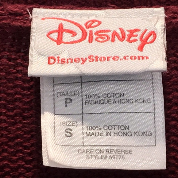 Disney Store Mens Sweater Burgundy Mickey Mouse Head Cable Knit Sleeves Vtg S - Picture 2 of 10